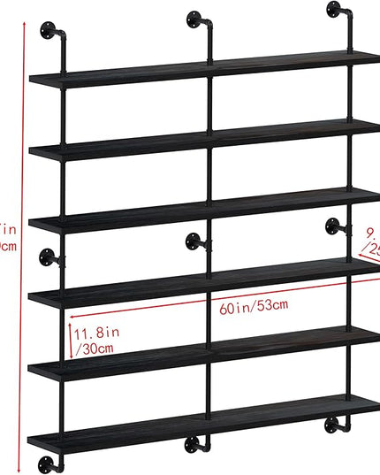 Floating Shelves for Wall Living Room Shelves Bookshelf Industrial Pipe Shelving Shelf Real Wood Planks 60 inch Rustic Wall Shelves Hanging Bookshelves Farmhouse Kitchen Bar Shelving