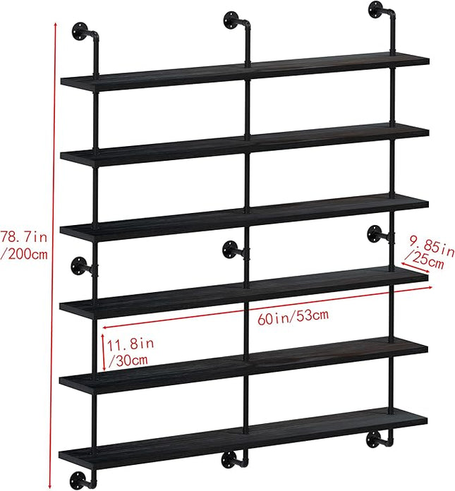 Floating Shelves for Wall Living Room Shelves Bookshelf Industrial Pipe Shelving Shelf Real Wood Planks 60 inch Rustic Wall Shelves Hanging Bookshelves Farmhouse Kitchen Bar Shelving