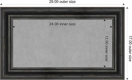Amanti Art Black Framed Magnetic Board 17x29 Small Vision Board for use with Magnets, 100% Metal Sheet to Display Items as Office Decor or for Home Organization in mudroom, Kitchen or Kids Room