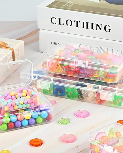 24 Pack Mixed Sizes Small Plastic Storage Containers, Mini Rectangular Small Items Organizer Boxes with Hinged Lids and Labels for Craft Jewelry Beads