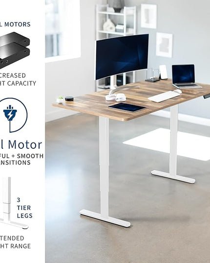 VIVO Electric 71 x 36 in Dual Motor Sit Stand Desk, Memory Height Adjustment, 2B Series, Reclaimed Wood Top White Frame, DESK-KIT-2W7P-36