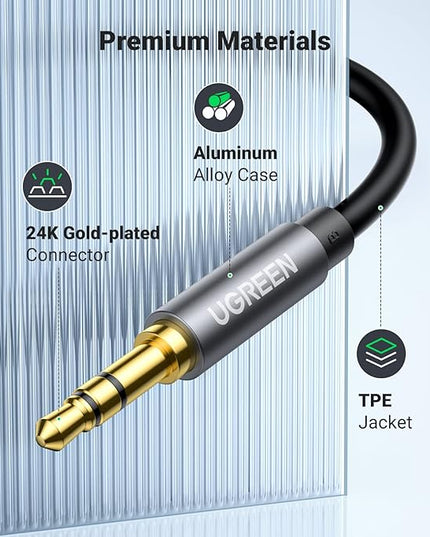 UGREEN Headphone Extension Cable 3.5mm Extension Gold Plated Aux Cable Audio Stereo Jack Male to Female TRS Cord Extender Compatible with iPhone iPad Phones Tablets Media Players, 10FT