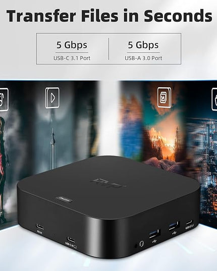 RVP+ Docking Station 3 Monitors USB C, 13-in-1, Triple Display-4K HDMI & DisplayPort Dual Monitors, 5Gbps USB-C/A Data Transfer, 100W Laptop-Charging, Gigabit Ethernet, Audio, Black