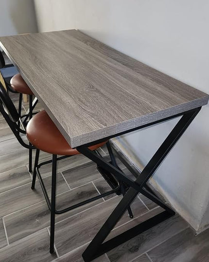 IBF Gray Computer Desk, Industrial 60” Work Desk for Writing Study, Simple Wooden Metal Executive Home Office Desk, Modern Pc Gaming Laptop Workstation Computer Table in Bedroom, Light Grey Oak