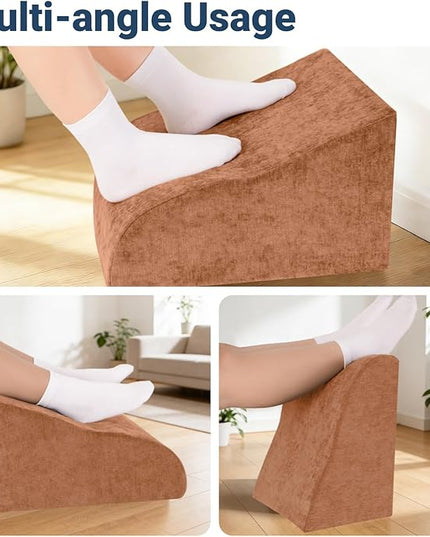Foot Rest for Under Desk at Work, Ergonomic Under Desk Footrest with Washable Cover for Office, Home & Gaming Leg Elevation Pillow Brown