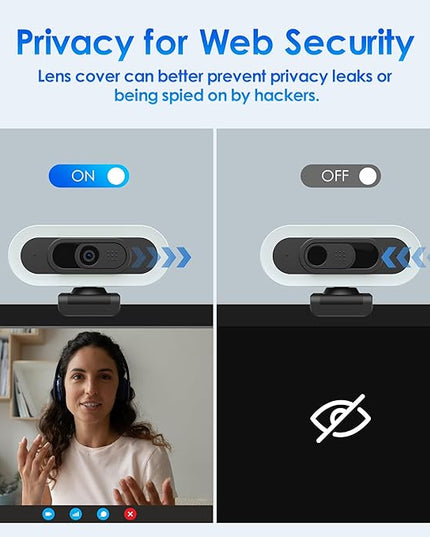 saylas 2K Webcam with Lights, HD Webcam for PC, 2K@60FPS Web cam with Microphone, 65° FOV, Autofocus, Noise Cancellation, Privacy Cover, Web Camera for Computer/Laptop, USB Streaming Computer Camera