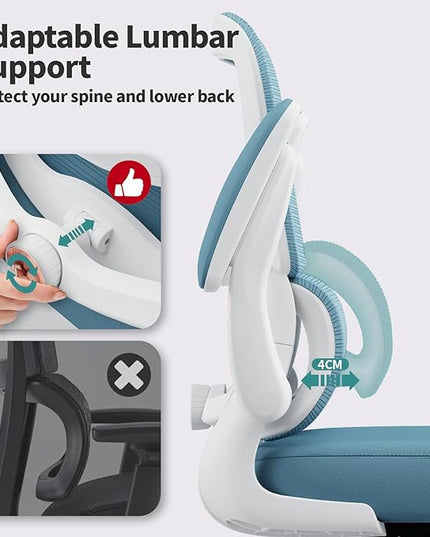 TRALT Office Chair - Ergonomic Desk Chair with Adjustable Lumbar Support, Mesh Computer Chair, Executive Chairs for Home Office Comfortable Lumbar Support,Sky Blue