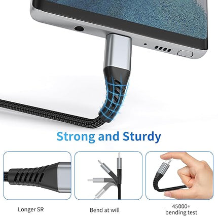 6 inch USB C Cable Short, 0.5ft 3-Pack USB A to USB C Cable Braided USB Type C Fast Charging Cable C Type Charger Cord for Samsung Galaxy S24 S23 Note 20, Moto G8, Google Pixel, iPhone 15 16 Pro Max