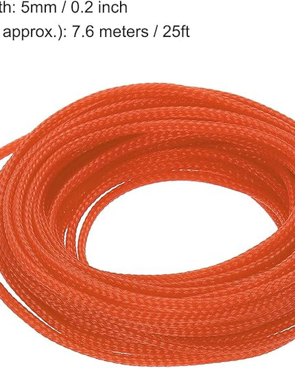 uxcell PET Expandable Sleeving 25ft 1/8" Orange Cable Management Sleeve Cord Organizer for Wrap Protect Cable