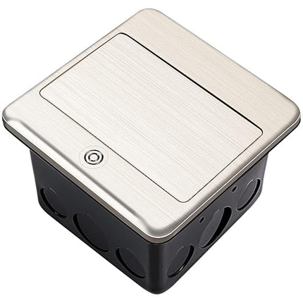 Vagueior Recessed Floor Electrical Outlet Kit,Waterproof Electrical Outlet Covcer Box,Hidden GFCI Outlet+20A Tamper-Resistant Receptacle Outlet with Slow Damping，ETL Certified，Stainless Steel Color