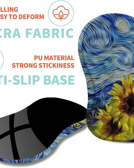 Ergonomic Mouse Pad Wrist Support with Memory Foam Massage Bulge, Carpal Tunnel Pain Relief Mousepad Wrist Rest for Mouse(12x8 inch,Sunflower)