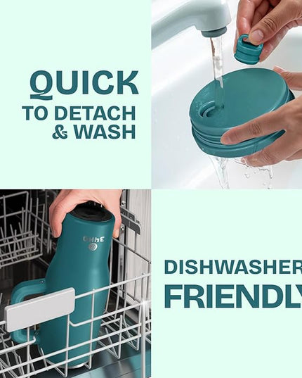 34HD 40 oz Stainless Steel Tumbler - Leakproof Insulated Water Bottle with Handle, Magnetic Lid and Flexible Straw - Iced for 48 Hours – Perfect for Men, Women, Birthday Gift, Green - Teal Mirage