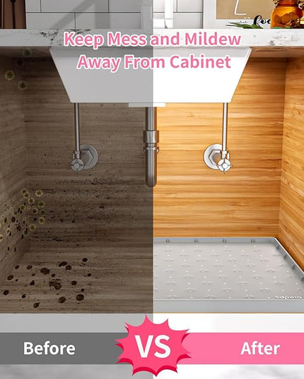 Sdpeia Under Sink Mat 22"×14" Waterproof Silicone Cabinet Liner & Sink Protector for Kitchen & Bathroom, Multi-Purpose Organizers Tray for Pets, Laundry, Cat Litter Mat