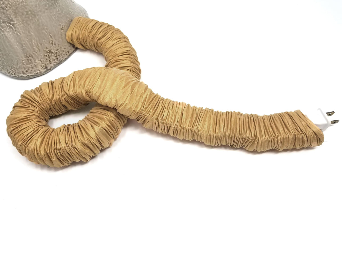Gold/Golden COVEREase Cord Cover 9 ft Faux Silk Fabric Lamp Cord Cover - Cable Sleeve, Wire Cover, Cord Hider for Cable Management for Electrical Lighting Fixtures (1 Pack)