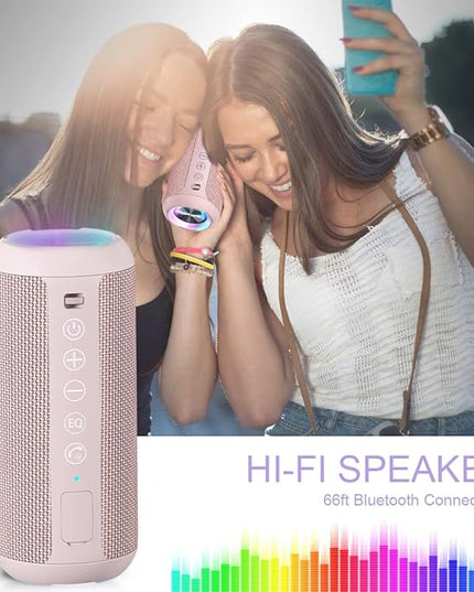 Ortizan Portable Bluetooth Speakers, IPX7 Waterproof Wireless Speaker with 24W Loud Stereo Sound, Deep Bass, Bluetooth 5.3, RGB Lights, Dual Pairing, 30H Playtime for Home, Outdoor, Party