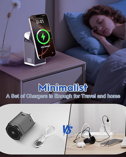 QFUP 5 in 1 Charging Station for Apple iPhone MagSafe Charger, Fast Wireless Charger Stand (1*USB and 2*Type-C) for iPhone 16,15,14,13,12 Series, Apple Watch, AirPods
