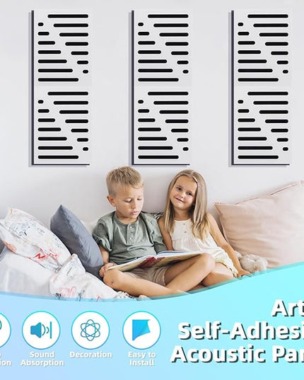 Art3d 6-Pack Self-Adhesive Soundproof Acoustic Panels for Wall, 16 x 12 Inch Stripe Design Noise Block with Polyester & Foam for Bedroom Studio Office