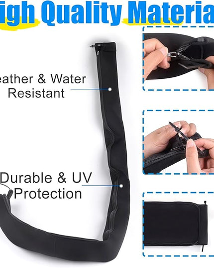 2PCS 48-Inch Zippered Rigging Sleeve Trolling Motor Sleeve Management Sleeve for Cover Wire and Extension Cords, Organized Cable Management