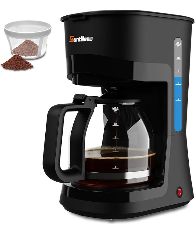 12-Cup Coffee Maker, 1.5L Drip Coffee Machine with One-Touch Brewing, Glass Carafe, Anti-Drip System, Reusable Filter, Easy-to-Use Home & Office Coffee Brewer