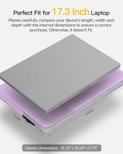 Laptop Sleeve 17 inch Laptop Bag for HP Lenovo Dell ASUS Acer Chromebook 17, HP Pavilion 17, ASUS Vivobook 17, Acer Nitro 5 17, Dell Inspiron 17, Lenovo IdeaPad 17.3 Computer Waterproof Case(Purple)