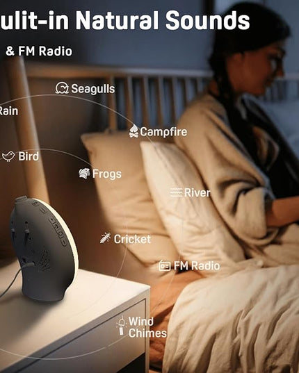 Wake Up Light Sunrise Alarm Clock for Kids, Heavy Sleepers, Bedroom, with Sunrise Simulation, Sleep Aid, Dual Alarms, FM Radio, Snooze, Nightlight, Daylight, 7 Colors, 7 Natural Sounds, Ideal for Gift