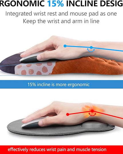 Mouse Pad Wrist Support, Laokiiy 2 in1 Keyboard Wrist Rest+ Ergonomic Mouse Pad, Non-Slip Wrist Rest for Computer Keyboard, Made Easy Typing & Relieve Wrist Pain Boho
