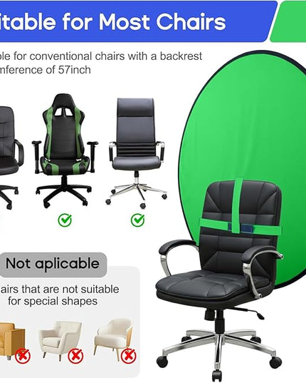 Portable Green Screen Chair, 57 in Greenscreen Backdrop with Stand Double Sided Foldable Green Background, Chroma Key, for Photography Streaming Gaming Photo Zoom Video Chats and Meeting