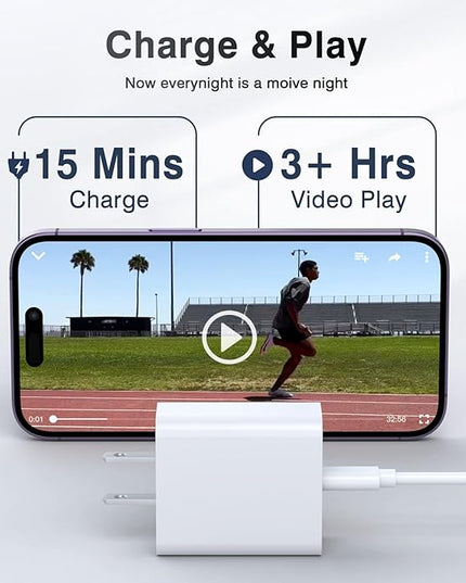 USB C Wall Charger Block 20W, 3-Pack Dual Port PD Power Delivery Fast Type C Charging Block Plug Adapter for iPhone 12/13/14/15/16/17/Pro Max, XS/XR/X, iPad Pro, AirPods Pro, Samsung Galaxy(White)