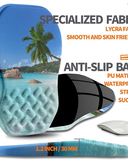 Ergonomic Slope Mouse Pad Wrist Support, Wrist Rest Mousepad for Carpal Tunnel Pain Relief with Massage Bulge and Slow Rebound Memory Foam (12x8 inch, Beach Coconut Trees)