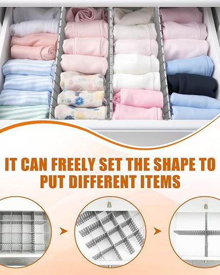 Blosssound 15pcs 5.12x 15 Tall Drawer Divider Adjustable Drawer Organizer DIY Ultra Deep Storage Organizer Separator with Fixed Buckle for Underwear Socks Dormitory Office Kitchen Bedroom(Grey)
