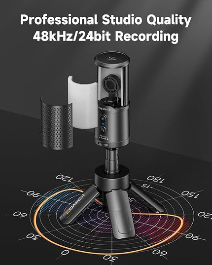 COMICA EJoy UNI S Gaming USB Microphone for PC, RGB Condenser Mic with Noise Reduction, Tripod Stand, Streaming Microphone for Gaming, Streaming, Podcasting, Recording, Laptop, PS4, PS5 (Black