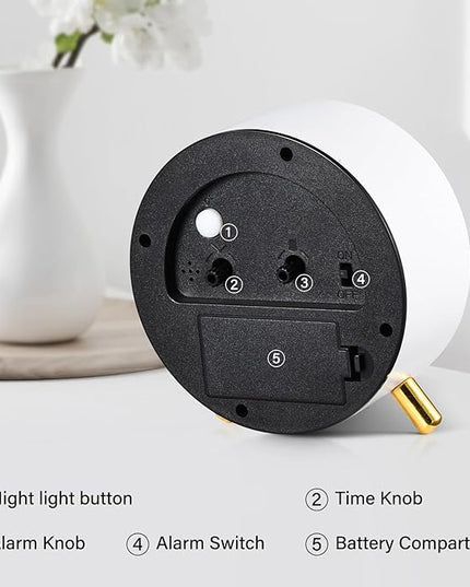 Tetino Analog Alarm Clocks,Retro Metal Desk Silent Non Ticking Small Clock with Night Light,Battery Operated,Simple Design,for Bedrooms, Bedside,Office,Home Décor (Green)