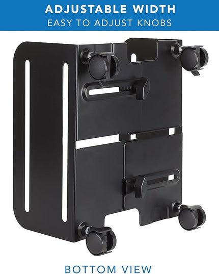 Mount-It! Computer Tower Stand, Adjustable Mobile CPU Stand with Wheels, Heavy-Duty Steel Rolling Cart, Fits Most PC Towers, 4.87 to 8.5 Inch Width, Under Desk, Black