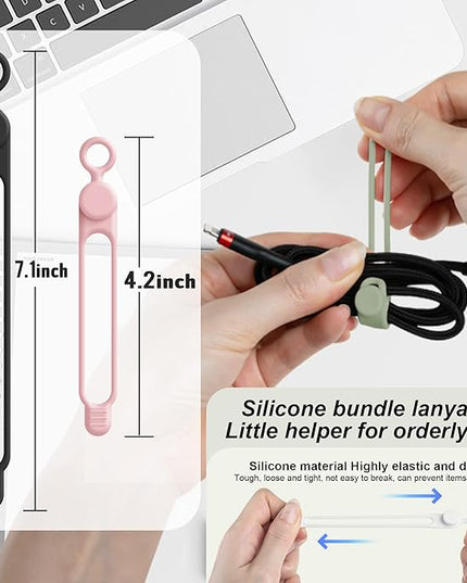 Nearockle Silicone Cable Ties Cord Organizer for Cable Management, 24PCS 4.2" and 7.1" Reusable Cable Organizer Electronic Accessories for Home, Office, Kitchen, School, Travel (4 Colors)