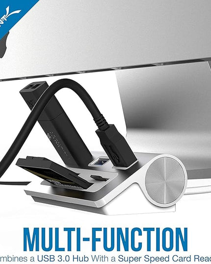 SABRENT Premium 3 Port Aluminum USB 3.0 Hub with Multi in 1 Card Reader (12" Cable) for iMac, All MacBooks, Mac mini, or Any PC (HB-MACR)