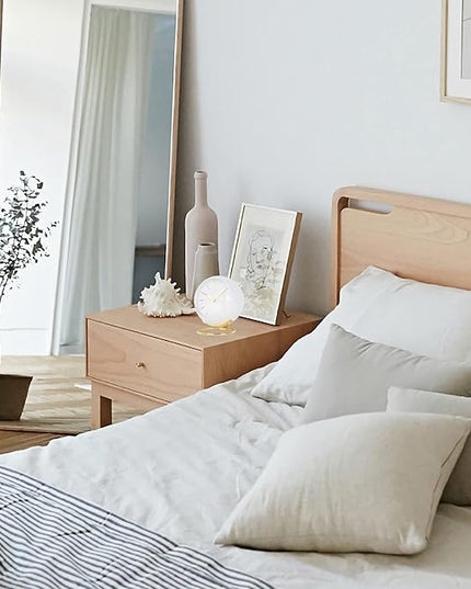SHISEDECO Small Tableclocks Classic Non-Ticking Tabletop Alarm Clock with Night Light, Battery Operated Deskclock with HD Glass for Living Room Bedroom Bedside Indoor Decor (RN-White)