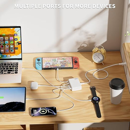 USB C Charger Block,200W Type C Charger Fast Charging,8 Port USB C & A Charging Station GaN III Desktop Hub Block Laptop Adapter for Apple iPhone Air/17/16/15,iPad Pro/Air/Mini,MacBook Pro/Air,Samsung