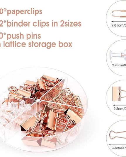 Rose Gold Desk Organizers and Accessories Office Supplies Set Stapler, Pen Holder, Phone Holder, Scissors, Pen, Ruler, 30 Paper Clips, 22 Binder Clip, 20 Tacks and 1000pcs Staples