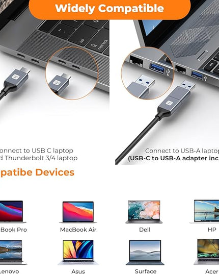 DisplayLink Docking Station Dual Monitor 4K@60HZ for MacBook, Windows, TobenONE Universal Mac mini M4 Dock with 2 HDMI & 2 DP, 65W Power Delivery, 7 USB, USB-C 3.1, Ethernet, SD/TF