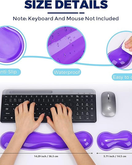 Gel Wrist Rest for Keyboard and Mouse, Wrist Rest for Keyboard, Mouse Wrist Support, Pain Relief, Cool Touch, Non-Skid, Mouse Wrist pad