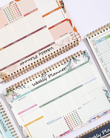 Weekly Planner, 52 Pages Undated Daily List Schedule Notebook Time Management Memo Pad for Office, Home Planning & School Scheduling (Pattern-B)