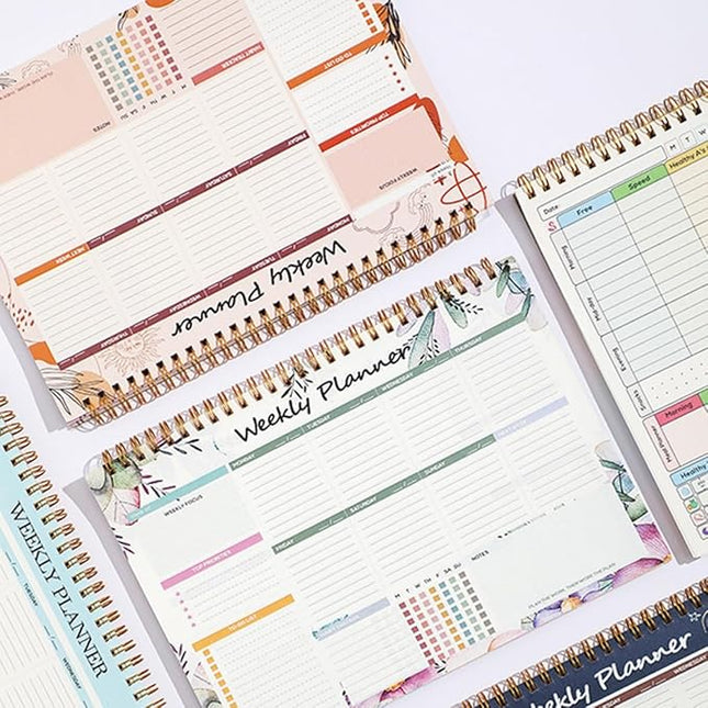 Weekly Planner, 52 Pages Undated Daily List Schedule Notebook Time Management Memo Pad for Office, Home Planning & School Scheduling (Pattern-C)