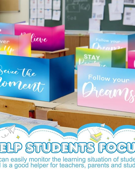 Honoson 24 Pcs Bulk Inspirational Privacy Folders for Students Cardboard Test Privacy Boards Motivational Words Desk Dividers Shield for Classroom School Study Supplies, 6 Styles(Tie Dye)