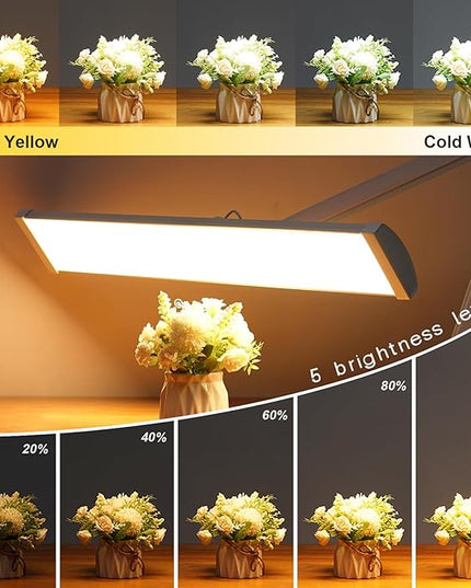 LED Architect Desk Lamp, 4500 Lumens, Dimmable, Metal Swing Arm, 5 Color Temperatures, 50W, Ideal for Task Work, Drafting, Reading, Clamp-on Office Table Lamp with 684 Bright LEDs (White, CCT)