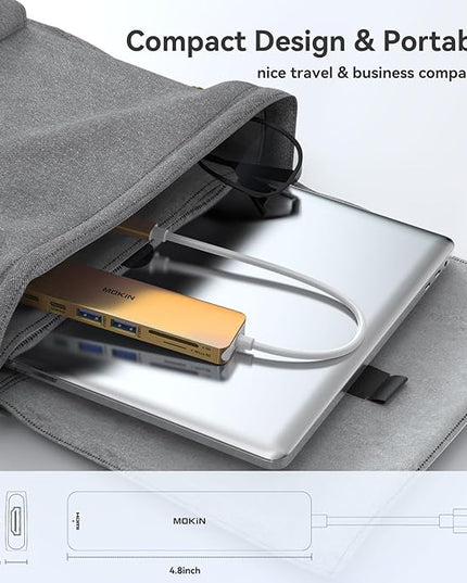 USB C Hub HDMI Adapter for MacBook Pro/Air, MOKiN 7 in 1 USB C Dongle with HDMI, SD/TF Card Reader, USB C Data Port,100W PD, and 2 USB 3.0 Compatible for MacBook Pro/Air, Dell XPS, Lenovo Thinkpad.