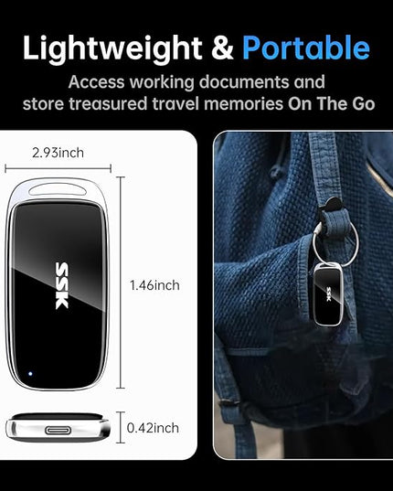 SSK 2TB SSD External Hard Drive, Portable SSD Drive up to 2000 MB/s, USB 3.2 Gen2X2 External Solid State Drives for iPhone 15/16 PRO、Mac、Phone OTG、Laptops with LED Indicator