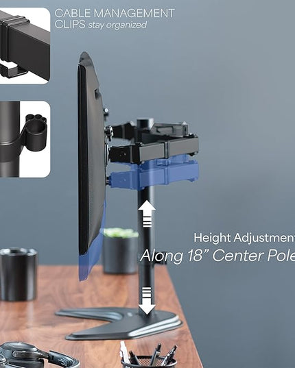 VIVO STAND-V002F Dual LED LCD Monitor Free-Standing Desk Stand for 2 Screens up to 27 Inch Heavy-Duty Fully Adjustable Arms with Max VESA 100x100mm