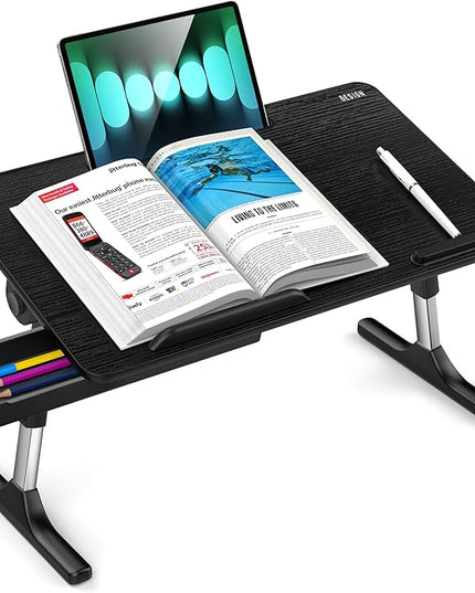 Besign LT05 Adjustable Laptop Table, Lap Desk, Portable Standing Bed Desk, Foldable Sofa Breakfast Tray, Notebook Computer Stand for Reading and Writing, Medium Size, Black