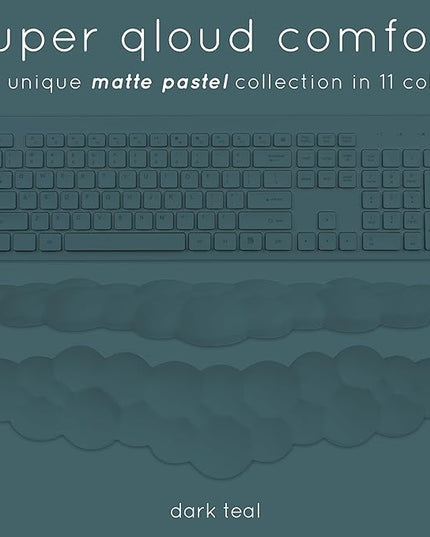 Qloud Cloud Wrist Rest Keyboard Wrist Rest for Computer Keyboard Pad, Cloud Keyboard Wrist Rest, Wrist Pad for Keyboard, Memory Foam, Non Slip Base, Comes with Mouse Pad - Dark Teal