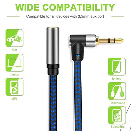 GGMTY 3.5mm Male to Female Extension Stereo Audio Extension Cable 10FT, Cotton-Braided Audio Extension Cable, Stereo Jack Cord for Phones, Headphones, Speakers, Tablets, PCs and More